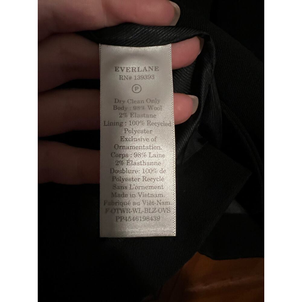 NWT Everlane Women's The ’80s Italian Wool Blazer Jacket Minimalist Black SZ 00 - Picture 10 of 11